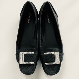 Calvin Klein Black Flats with Silver Accent